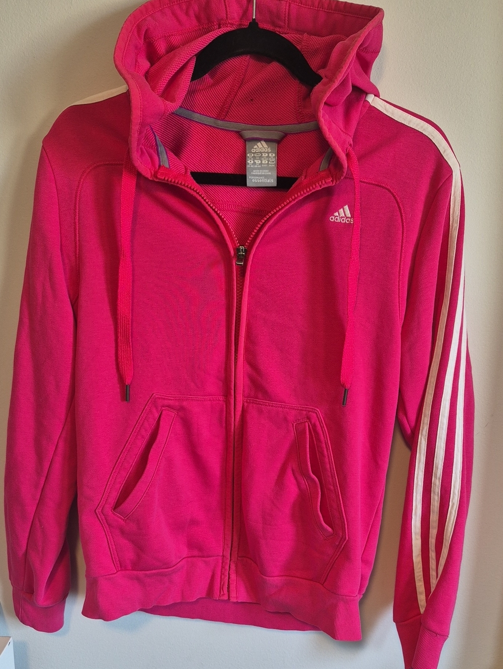 Adidas Women's Hot Pink Three-Stripe Hooded Jacket